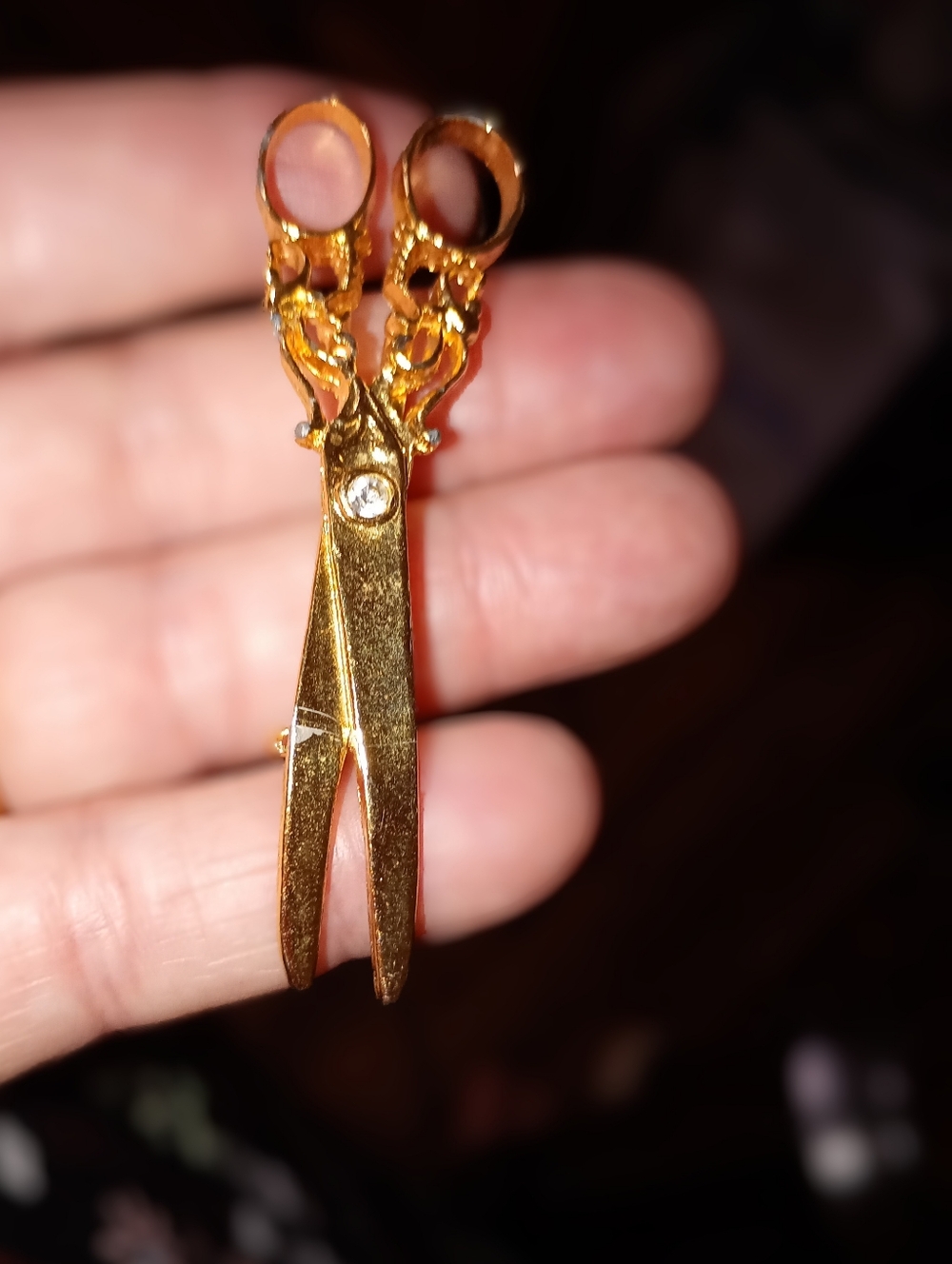 Ornate Gold Scissor Pendant Charm